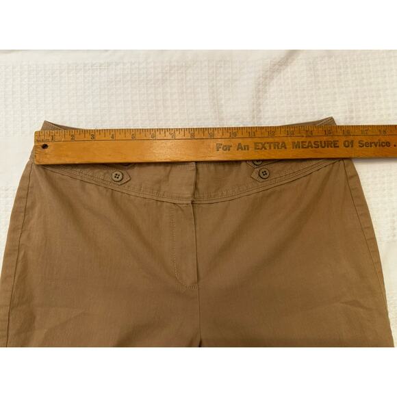 Larry Levine Stretch Crop Wide Leg Sz 12 Beige Flat Front Work Beach Vacation - Picture 5 of 7